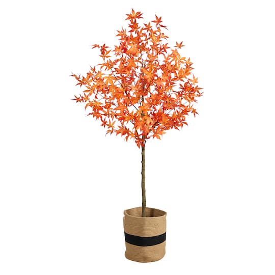 6ft. Artificial Autumn Maple Tree with Basket